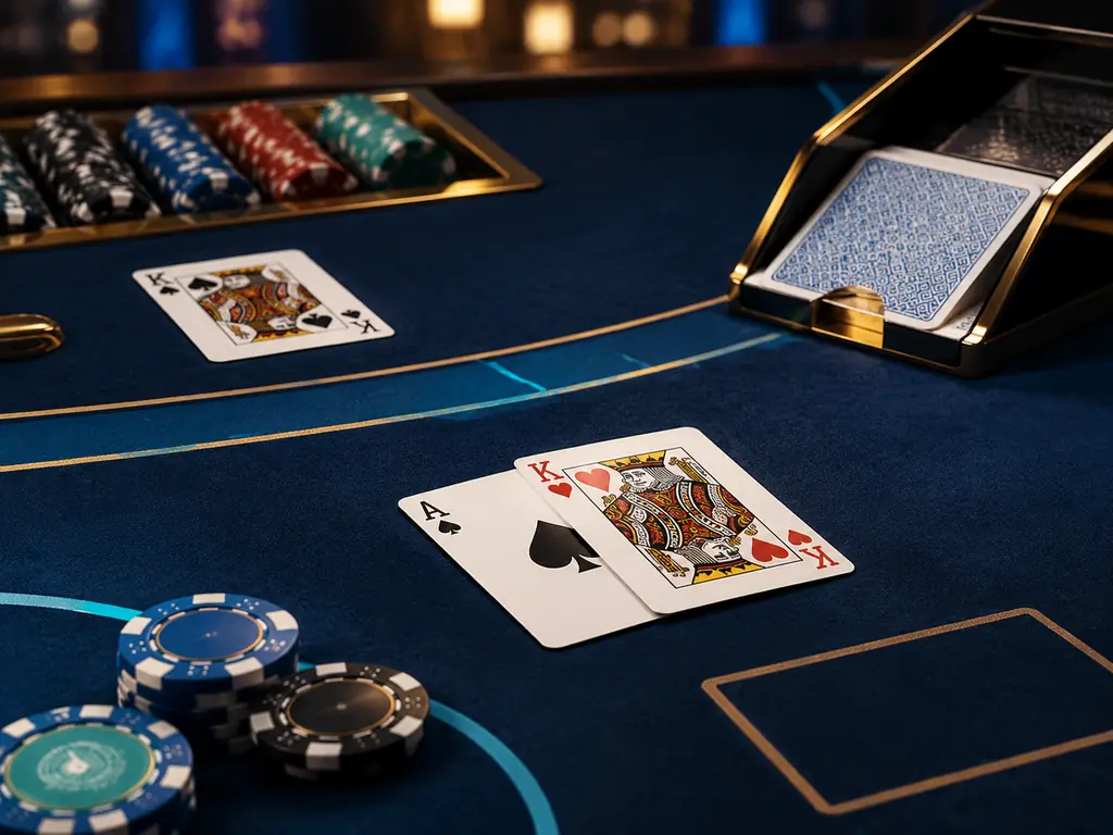 Kartu as dan kartu wajah pada meja blackjack